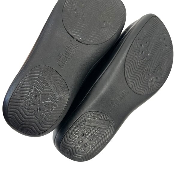 Alegria Leather Slip-On Shoes SZ 37 Black Croc Pattern Comfy Professional Clogs - Picture 12 of 13